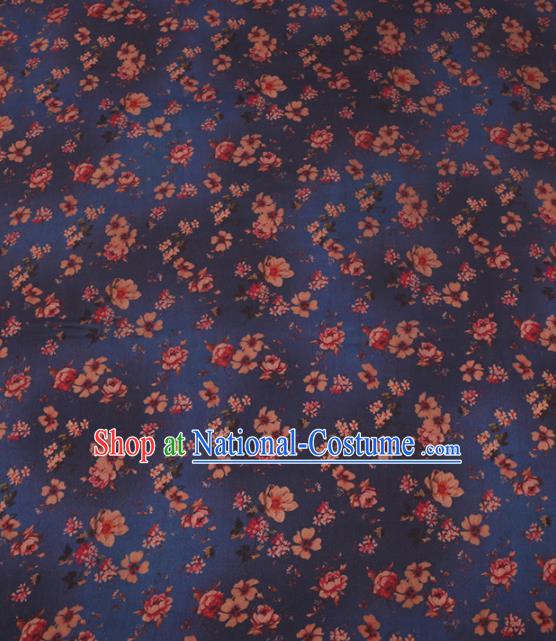 Traditional Chinese Classical Plum Blossom Pattern Design Navy Gambiered Guangdong Gauze Asian Brocade Silk Fabric