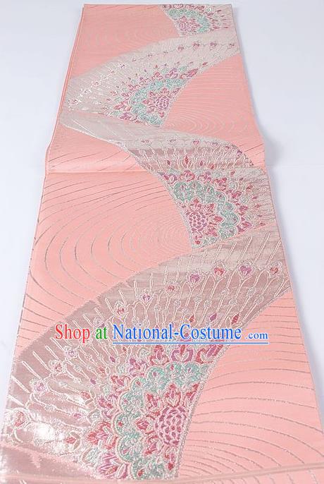 Japanese Kimono Accessories Classical Pattern Pink Belt Asian Japan Traditional Ceremony Yukata Waistband for Women