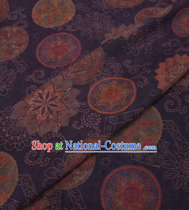 Traditional Chinese Classical Pattern Design Purple Gambiered Guangdong Gauze Asian Brocade Silk Fabric