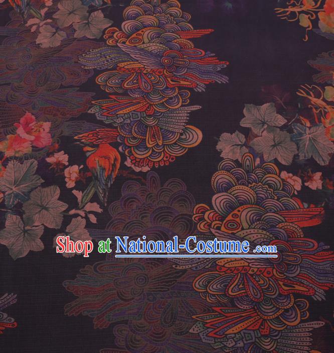 Traditional Chinese Classical Pattern Design Purple Gambiered Guangdong Gauze Asian Brocade Silk Fabric