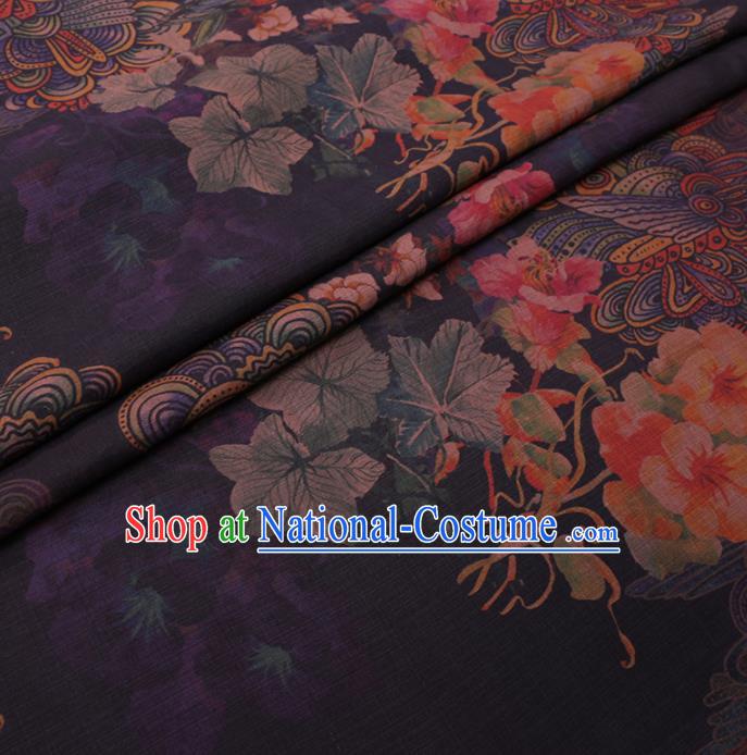 Traditional Chinese Classical Pattern Design Purple Gambiered Guangdong Gauze Asian Brocade Silk Fabric