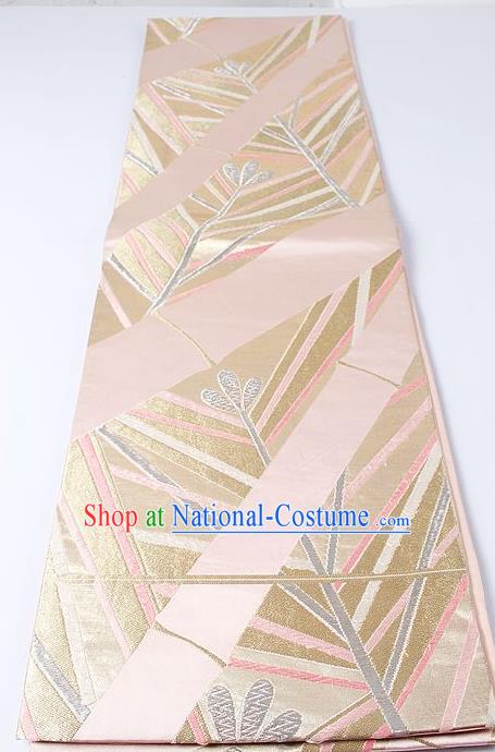 Japanese Kimono Accessories Classical Pattern Pink Belt Asian Japan Traditional Ceremony Yukata Waistband for Women