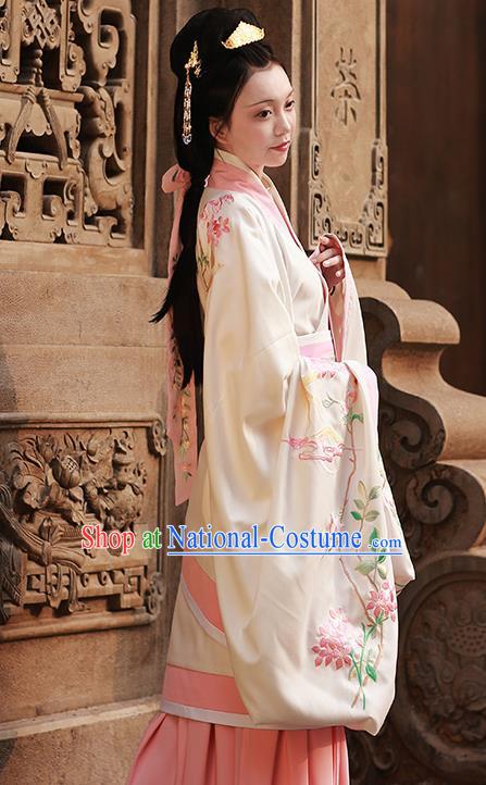 Chinese Ancient Han Dynasty Court Princess Hanfu Dress Traditional Imperial Consort Embroidered Replica Costume for Women