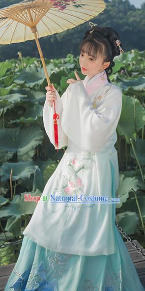 Chinese Ancient Ming Dynasty Nobility Lady Hanfu Dress Traditional Embroidered Replica Costume for Women