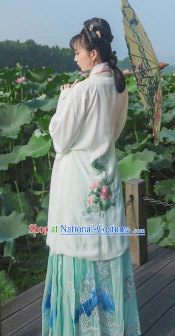 Chinese Ancient Ming Dynasty Nobility Lady Hanfu Dress Traditional Embroidered Replica Costume for Women