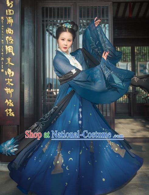 Chinese Ancient Jin Dynasty Imperial Consort Hanfu Dress Traditional Embroidered Replica Costume for Women