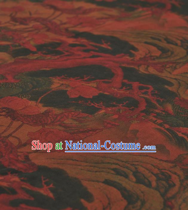 Chinese Traditional Pattern Design Atrovirens Gambiered Guangdong Gauze Asian Brocade Silk Fabric