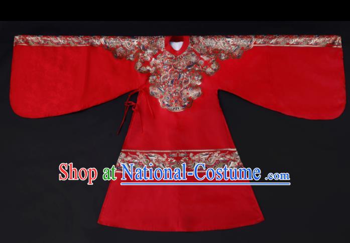 Chinese Ancient Ming Dynasty Wedding Bride Red Hanfu Dress Traditional Court Princess Embroidered Replica Costume for Women