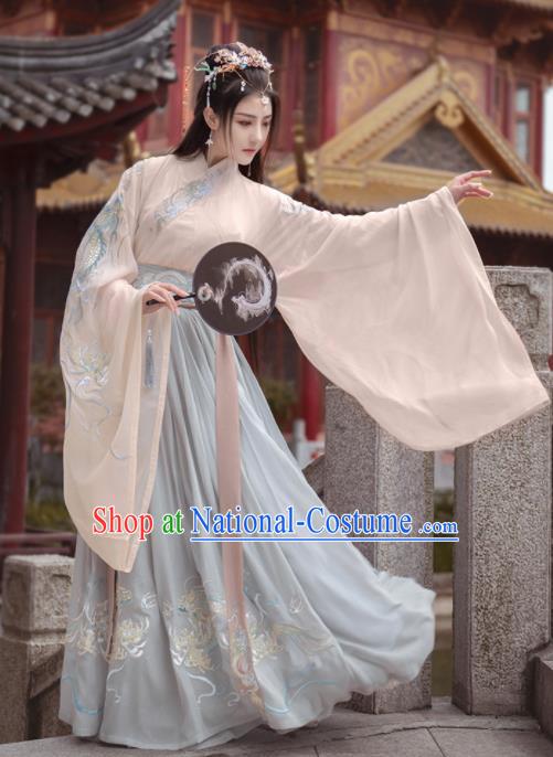 Chinese Traditional Hanfu Dress Ancient Jin Dynasty Court Princess Embroidered Historical Costume for Women