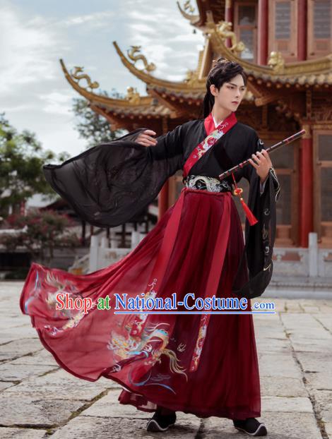 Chinese Traditional Wedding Hanfu Clothing Ancient Jin Dynasty Crown Prince Embroidered Historical Costume for Men