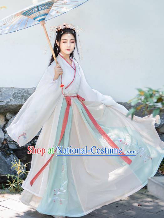 Chinese Traditional Court Princess Hanfu Dress Ancient Jin Dynasty Palace Lady Embroidered Historical Costume for Women