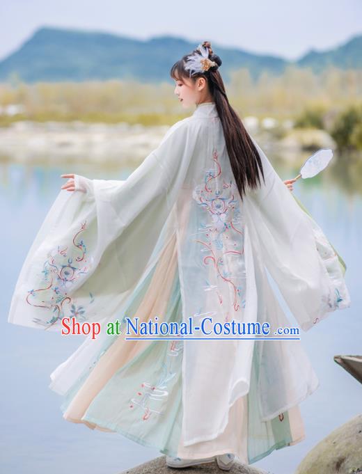 Chinese Traditional Court Princess Hanfu Dress Ancient Jin Dynasty Palace Lady Embroidered Historical Costume for Women