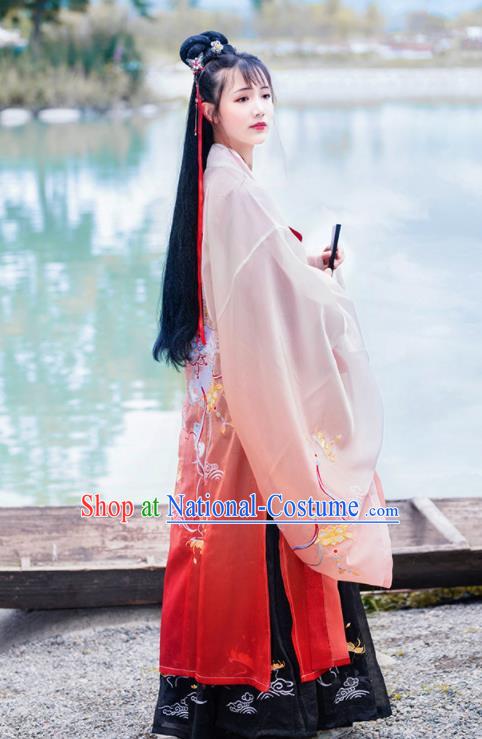 Chinese Traditional Han Dynasty Imperial Consort Hanfu Dress Ancient Court Princess Embroidered Historical Costume for Women