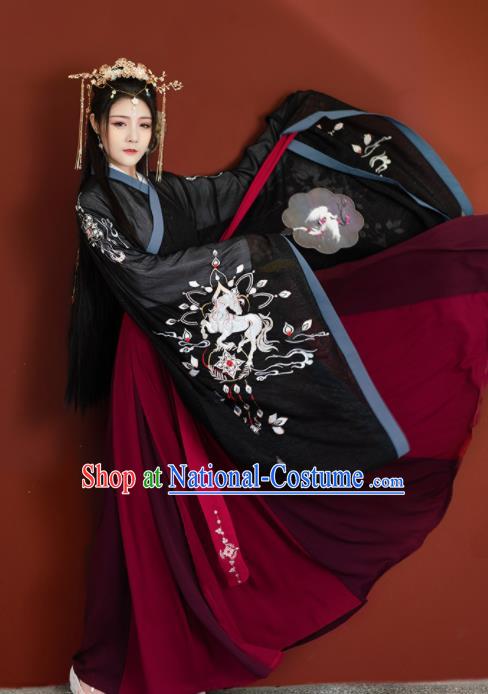 Chinese Traditional Jin Dynasty Imperial Consort Hanfu Dress Ancient Peri Goddess Embroidered Historical Costume for Women