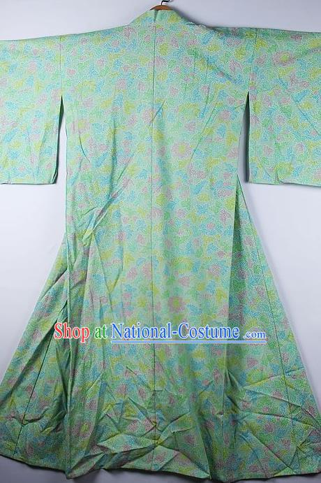 Asian Japanese Ceremony Classical Pattern Green Kimono Traditional Japan National Yukata Costume for Men