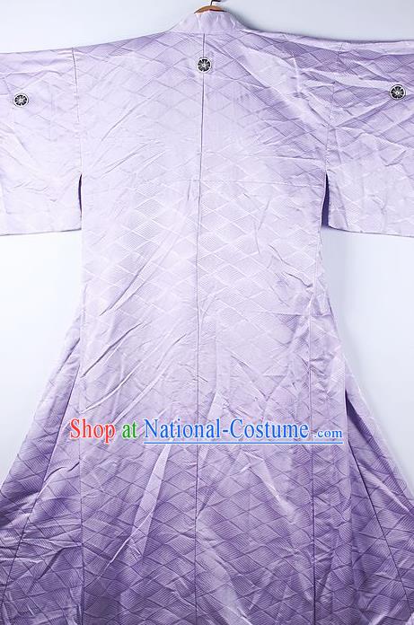 Asian Japanese Ceremony Classical Pattern Lilac Kimono Traditional Japan National Yukata Costume for Men