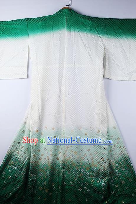 Asian Japanese Ceremony Printing Sakura Deep Green Kimono Traditional Japan National Yukata Costume for Men