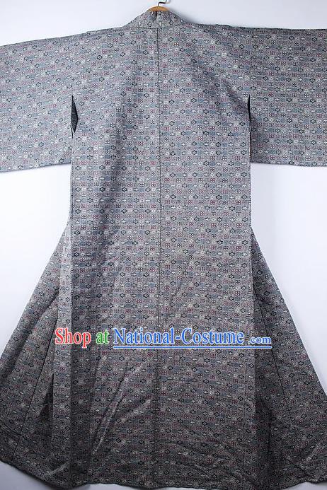 Asian Japanese Ceremony Clothing Classical Pattern Grey Kimono Traditional Japan National Yukata Costume for Men