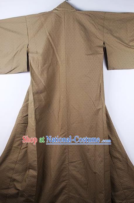 Asian Japanese Ceremony Clothing Classical Pattern Brown Kimono Traditional Japan National Yukata Costume for Men