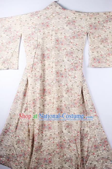 Asian Japanese Ceremony Clothing Printing Sakura Beige Kimono Traditional Japan National Yukata Costume for Men