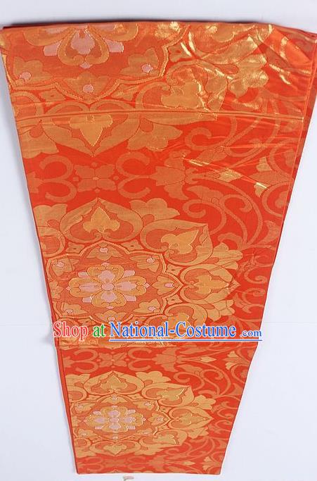 Asian Japanese Yukata Accessories Classical Pattern Red Brocade Belt Japan Traditional Kimono Waistband for Women