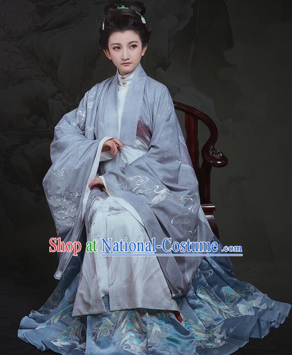 Chinese Ancient Ming Dynasty Nobility Dowager Hanfu Dress Traditional Court Countess Embroidered Replica Costume for Women