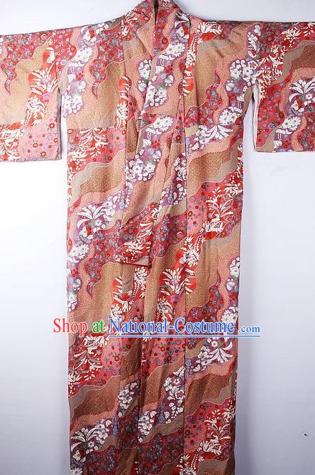 Asian Japanese Ceremony Clothing Classical Flow Sakura Pattern Kimono Traditional Japan National Yukata Costume for Men