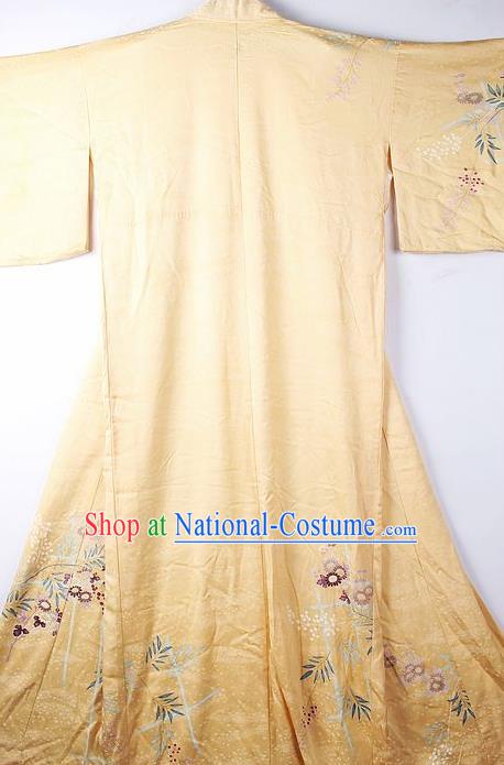 Asian Japanese Ceremony Clothing Classical Pattern Yellow Kimono Traditional Japan National Yukata Costume for Men