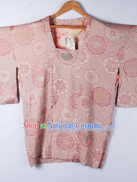 Asian Japanese Clothing Classical Pattern Pink Haori Coat Kimono Traditional Japan National Costume for Men