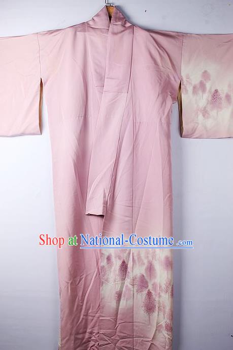 Asian Japanese Ceremony Clothing Classical Pattern Pink Kimono Traditional Japan National Yukata Costume for Men