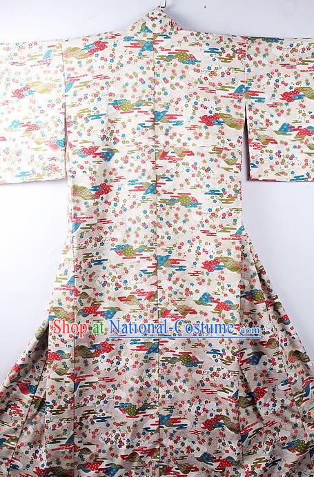 Asian Japanese National Iromuji Printing Sakura Furisode Kimono Ceremony Costume Traditional Japan Yukata Dress for Women