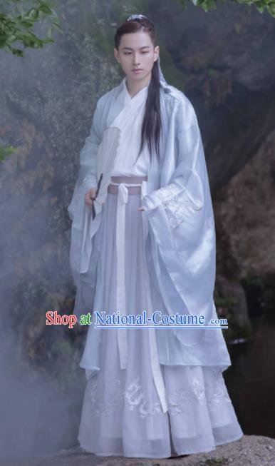 Chinese Ancient Jin Dynasty Prince Hanfu Clothing Traditional Swordsman Nobility Childe Replica Costume for Men