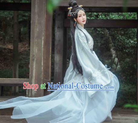 Ancient Chinese Jin Dynasty Imperial Consort Hanfu Dress Traditional Swordswoman Replica Costume for Women