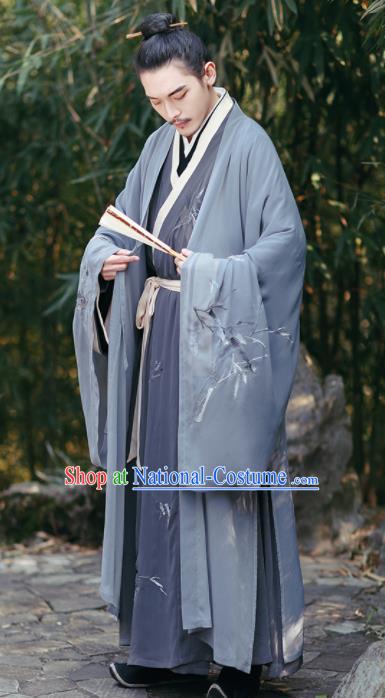 Ancient Chinese Jin Dynasty Hermit Scholar Hanfu Clothing Traditional Nobility Childe Replica Costume for Men