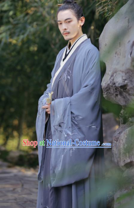 Ancient Chinese Jin Dynasty Hermit Scholar Hanfu Clothing Traditional Nobility Childe Replica Costume for Men