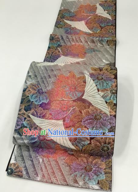 Japanese Traditional Classical Swan Pattern Waistband Kimono Brocade Accessories Asian Japan Yukata Belt for Women