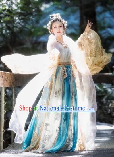 Chinese Traditional Tang Dynasty Palace Princess Hanfu Dress Ancient Court Lady Dance Replica Costume for Women