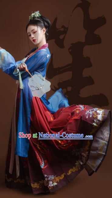 Chinese Traditional Song Dynasty Young Lady Hanfu Dress Ancient Court Princess Replica Costume for Women