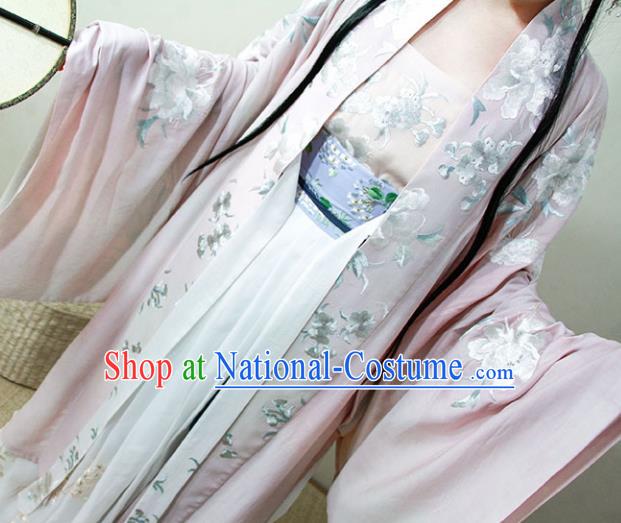 Chinese Traditional Song Dynasty Court Pink Hanfu Dress Ancient Imperial Concubine Replica Costumes for Women