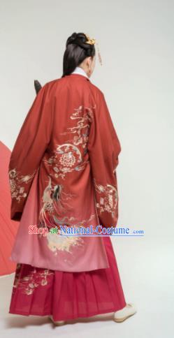 Traditional Chinese Han Dynasty Red Hanfu Dress Ancient Court Princess Embroidered Replica Costumes for Women