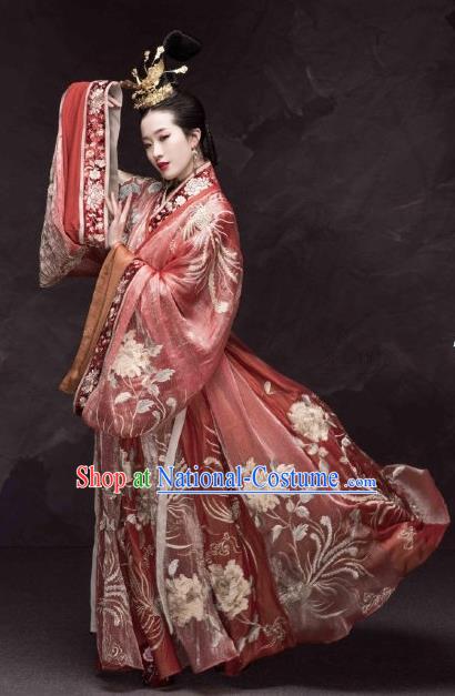 Traditional Chinese Han Dynasty Imperial Consort Hanfu Dress Ancient Court Empress Embroidered Replica Costumes for Women