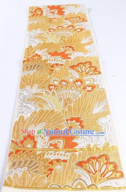 Japanese Classical Cockscomb Pattern Waistband Traditional Kimono Brocade Accessories Asian Japan Yukata Belt for Women