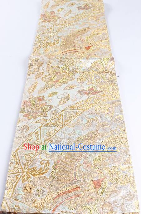 Japanese Classical Peacock Pattern Waistband Traditional Kimono Brocade Accessories Asian Japan Yukata Belt for Women