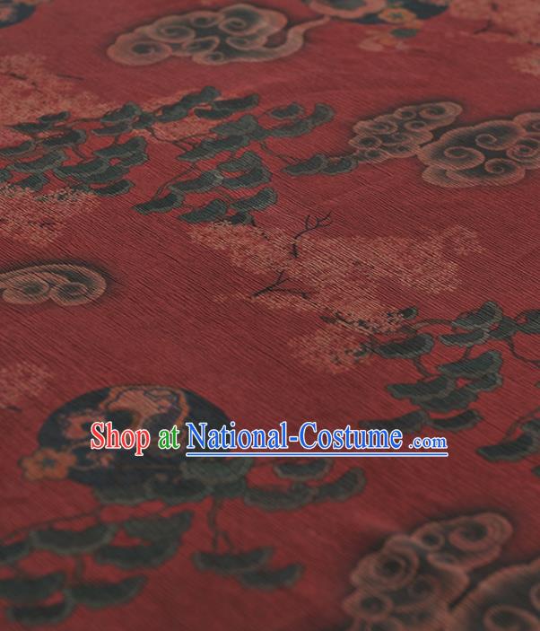 Chinese Traditional Classical Clouds Pattern Design Red Gambiered Guangdong Gauze Asian Brocade Silk Fabric