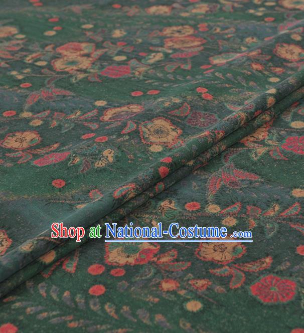 Chinese Traditional Flowers Pattern Design Green Gambiered Guangdong Gauze Asian Brocade Silk Fabric