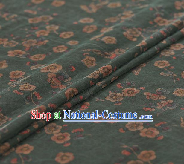 Chinese Traditional Wintersweet Butterfly Pattern Design Green Gambiered Guangdong Gauze Asian Brocade Silk Fabric