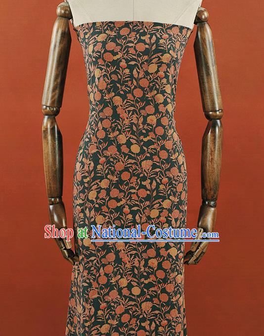 Chinese Traditional Hydrangea Pattern Design Atrovirens Gambiered Guangdong Gauze Asian Brocade Silk Fabric