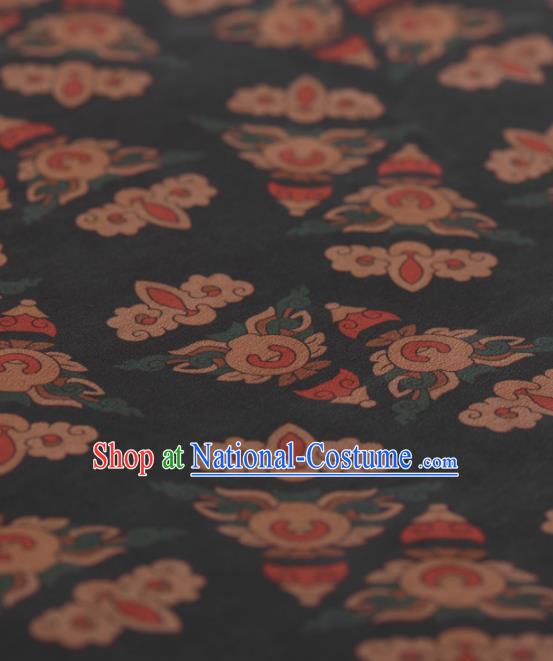 Asian Chinese Classical Pattern Design Black Gambiered Guangdong Gauze Traditional Cheongsam Brocade Silk Fabric