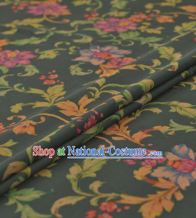 Chinese Classical Peony Pattern Design Green Gambiered Guangdong Gauze Traditional Asian Brocade Silk Fabric