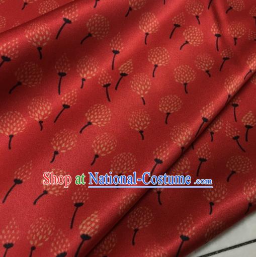 Asian Chinese Classical Dandelion Pattern Red Brocade Satin Drapery Traditional Cheongsam Brocade Silk Fabric